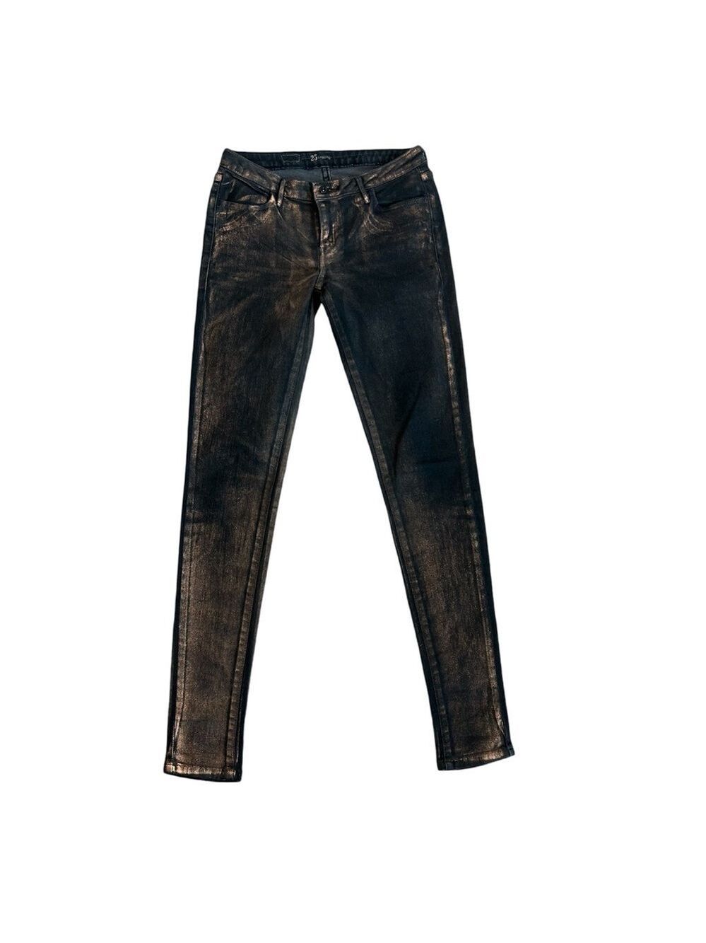 Levi’s black with bronze/copper metallic foil rustic stretch slim fit leggings
